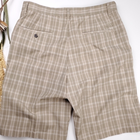 New Adidas Tan Plaid Men's Golf Shorts w32 - Picture 5 of 11